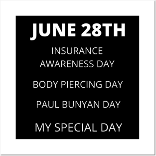 June 28th birthday, special day and the other holidays of the day. Posters and Art